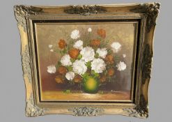 A Still Life of Flowers signed Edwards Width 80 and Height 70 cm