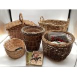 Collection of wicker items to include log basket, hamper etc