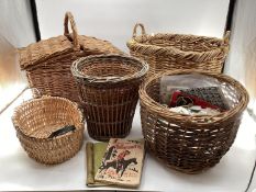 Collection of wicker items to include log basket, hamper etc