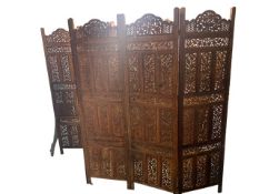 Two wooden decorative screens, in need of a clean, some minor wear