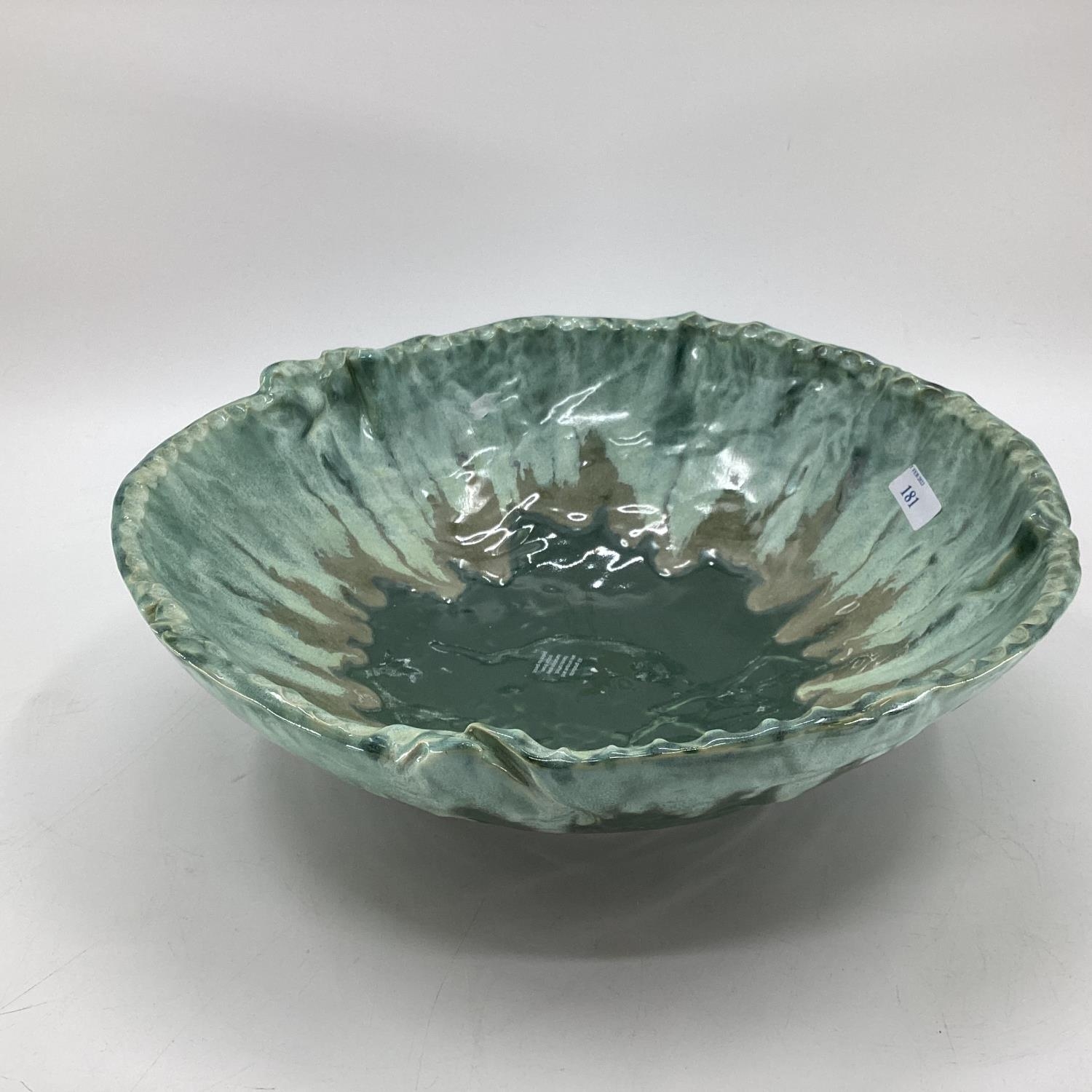 A large Studio Pottery bowl together with a Delft Charger, and one other - Image 8 of 10