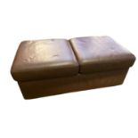 A modern brown leather ottoman/stool 120cm W x 60cm D x 48cm H