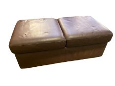 A modern brown leather ottoman/stool 120cm W x 60cm D x 48cm H