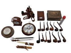 A collection of miscellaneous items to include a collection of vintage pipes, boxes, paper knives,