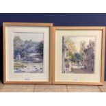 Two C20th watercolours, each signed Angela Cash lower left, in wooden glazed frames 33cm x 24cm,
