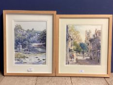 Two C20th watercolours, each signed Angela Cash lower left, in wooden glazed frames 33cm x 24cm,