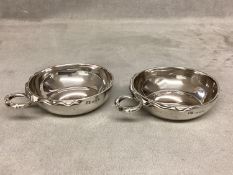 A pair of sterling silver quaichs by D & J Wellby Ltd, London, 1939, 260g approx