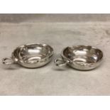 A pair of sterling silver quaichs by D & J Wellby Ltd, London, 1939, 260g approx