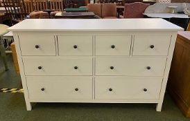 Modern white/cream chest of drawers unit, with 4 small over 4 longer drawers 160cm W x 50cm D x 96cm