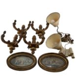 Set of 4 Two branch wall sconces, and a two branch celling light