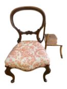 495 Victorian walnut balloon back chair with upholstered seat and cabriole legs