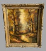 Two Woodland and river Landscapes, unsigned Width 80 and Height 70 cm other Width 92 and Height 72