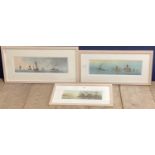 Three watercolour scenes, (two nautical and one river scene) each signed lower left Barry K