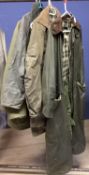 A quantity of good quality gents sporting clothing, including Barbours, tweed clothes,