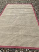 A Sisal rug, with terracotta edging to the border, 4m x 2.5m, with rubber backing, from a good clean