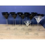 Quatity of large glasses vases/stands, originally used for flower arrangin