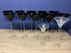 Quatity of large glasses vases/stands, originally used for flower arrangin