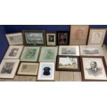 A large collection of glazed and unglazed pictures and prints to include V R Watt 1186-1970