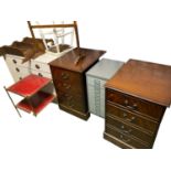 Quantity of genearl furniture to include small modern reproduction brown chest of drawers, a mini