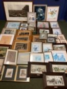 A large collection of vintage pictures and prints, glazed and unglazed, various subjects, mediums