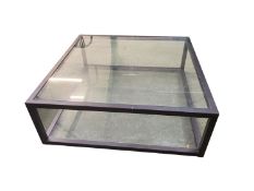 A good contemporary square metal and glass two tier coffee table 120cm x 120cm x 42cm H