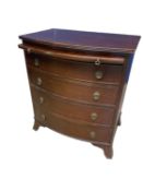 Modern bow front Chest of four drawers, with brushing slide 74cm W x 51cm D x 83cm H