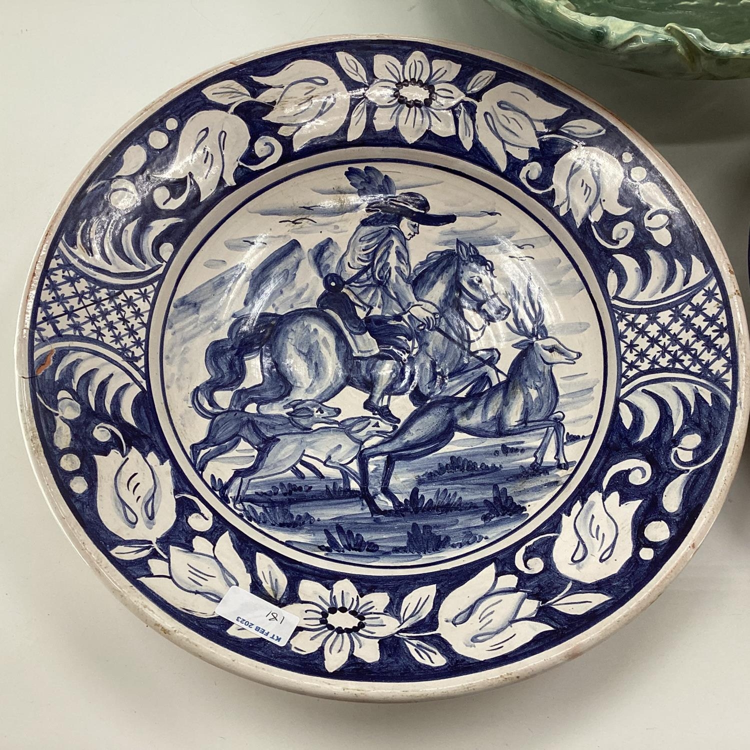 A large Studio Pottery bowl together with a Delft Charger, and one other - Image 2 of 10