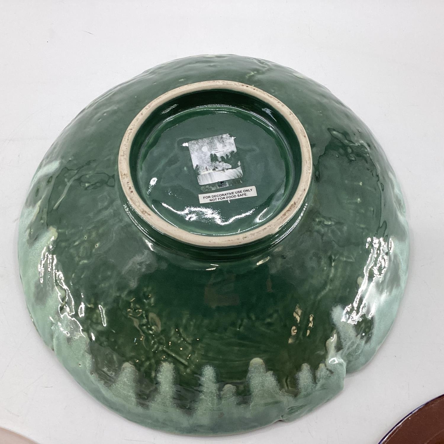 A large Studio Pottery bowl together with a Delft Charger, and one other - Image 10 of 10