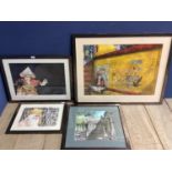Four glazed watercolours of different subjects in matching glazed frames, all signed and dated lower
