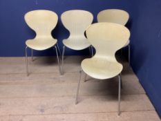 A set of four mid C20th plastic chairs 81cm H