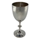 A sterling silver goblet on circular foot, chester 1907, makers mark partially rubbed 275 g, 24cmH