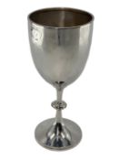 A sterling silver goblet on circular foot, chester 1907, makers mark partially rubbed 275 g, 24cmH