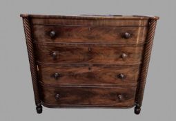 A Scottish Mahogany 19thc Chest Of Drawers Height 109 cm, Width 124 cm and Depth 60 cm