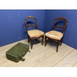 Pair of Mahogany framed chairs with overstuffed seats, for reupholstery, and a vintage Harrods