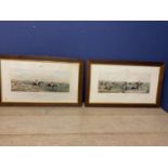 A pair of etching style coloured prints Leicestershire Hunt, in wooden glazed frames, 22 x 26cm