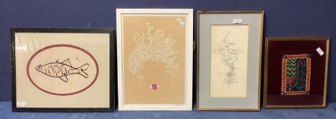 Collection of framed Calligraphy and other art works, to include, Psalms and passages from the