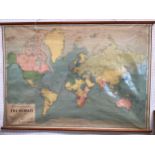 A vintage wall map, 1962 Philips New Commercial Map of the World, 130 x 183cm