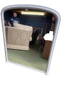 Two modern mirrors, the oval white painted wall mirror including frame 119cm Tall x 100cm W