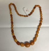 A strand of graduated honey amber beads 72cm 62g