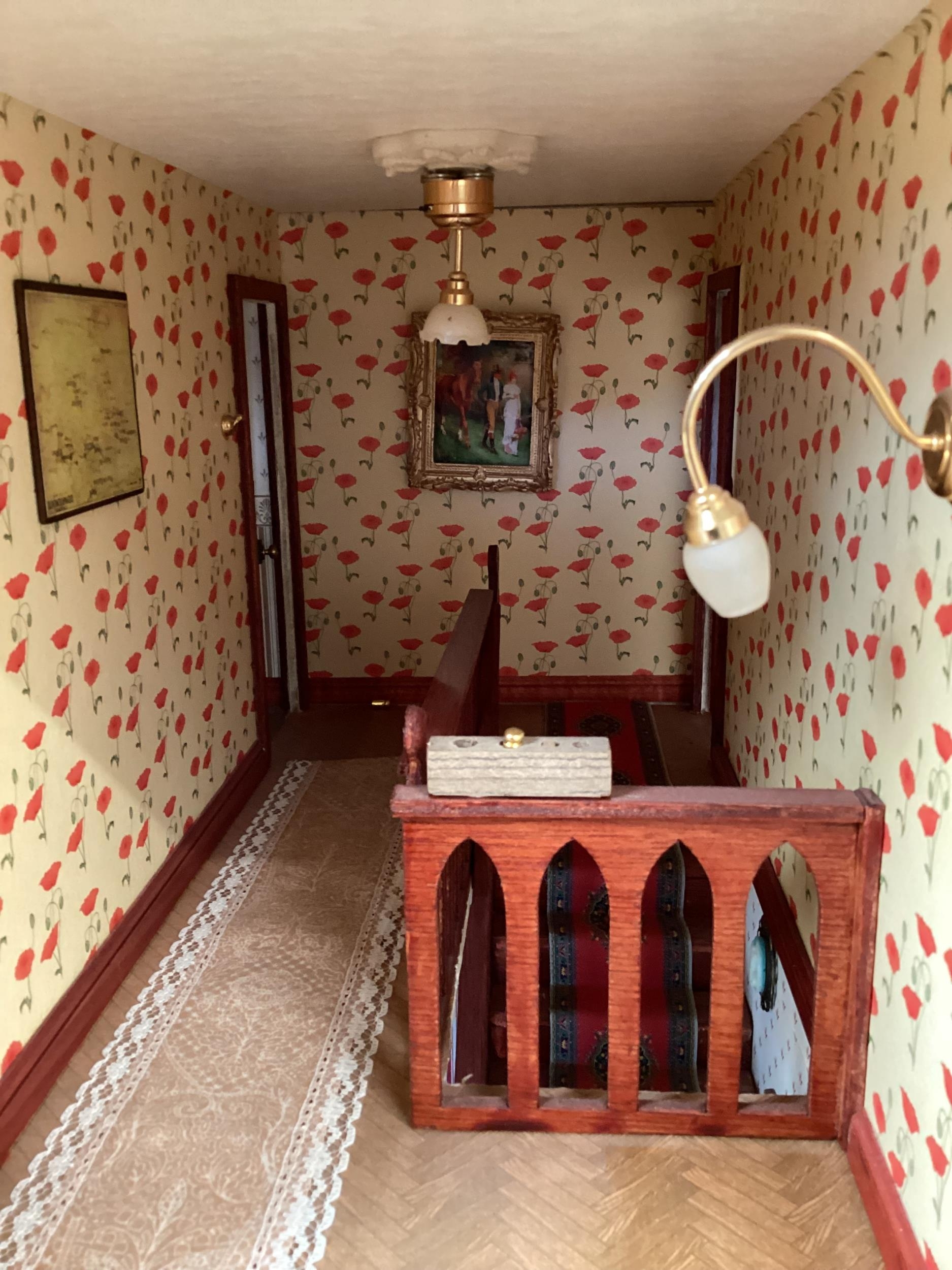 A large well fitted dolls house with numerous accessories and a large quantity of furniture, rugs - Image 4 of 16