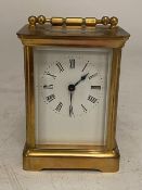 A good quality late C19th/early C20th French gilt metal carriage clock