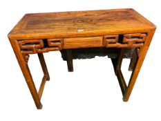 A C19th Style Chinese hardwood Alter or side table on square legs (light signs of wear and fading)