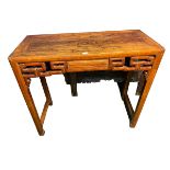 A C19th Style Chinese hardwood Alter or side table on square legs (light signs of wear and fading)