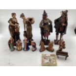Collection of plaster and ceramic figures to include pair of Bisque Royal Dux style classical