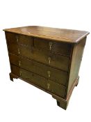 A good small Georgian small country oak chest of 2 short over 3 long drawers, 87W x 79H