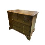 A good small Georgian small country oak chest of 2 short over 3 long drawers, 87W x 79H