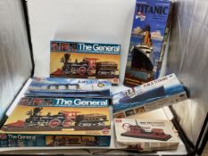 Collection of boxed models to include two HMS Titanic's, three HMS Titanic's, two 'The General' by