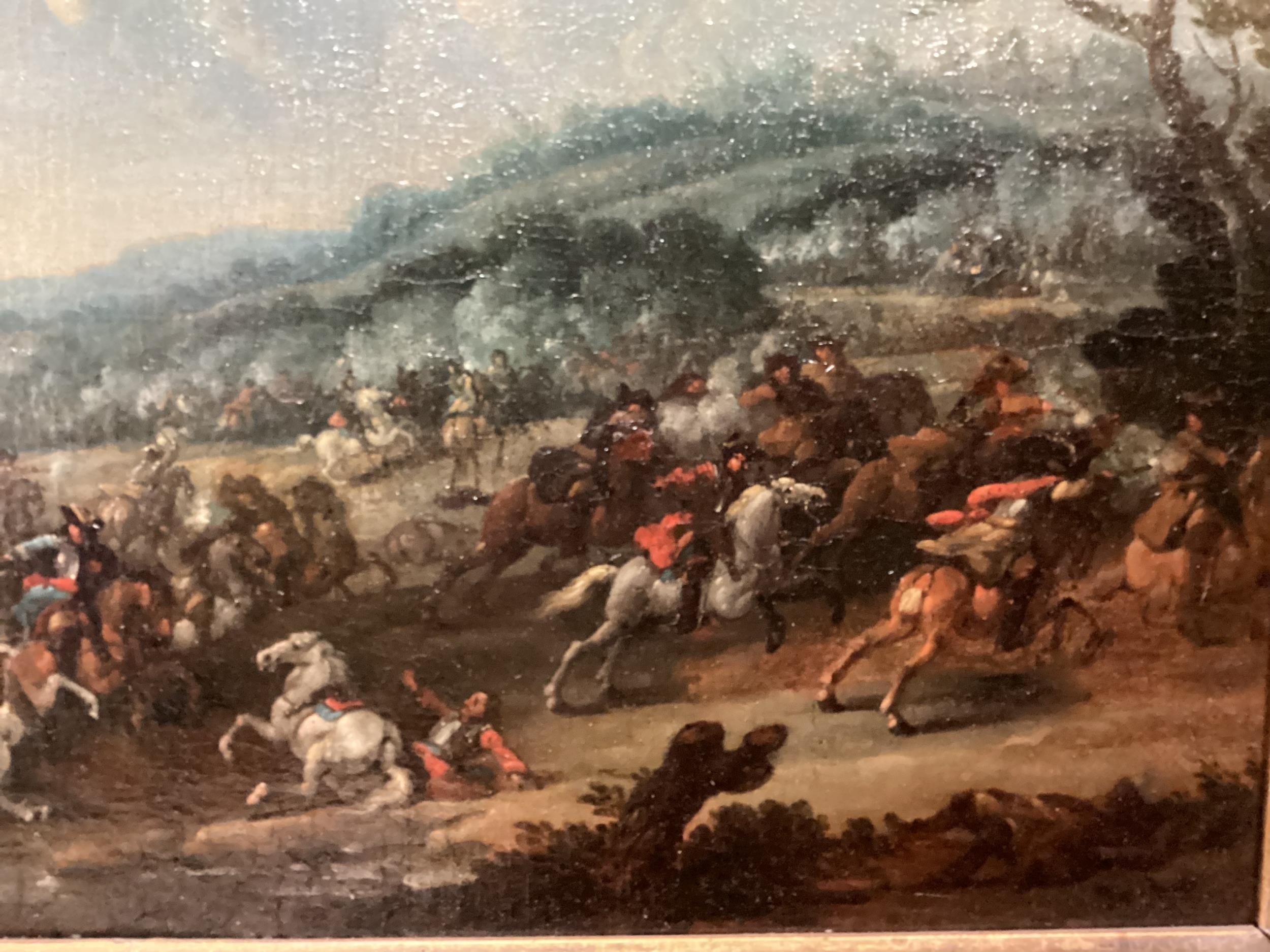 KAREL BREYDEL (1678-1733) , oil on board/panel, matched pair of Cavalry engagements, in matching - Image 6 of 21