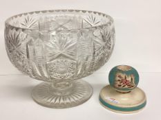 A late C19th Taylor Tunnicliffe table match striker and a large glass punch bowl