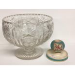 A late C19th Taylor Tunnicliffe table match striker and a large glass punch bowl